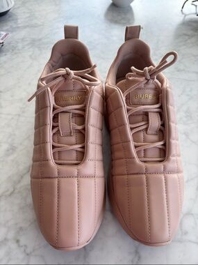 Burberry Quilted Blush Sneakers with Gold Logo